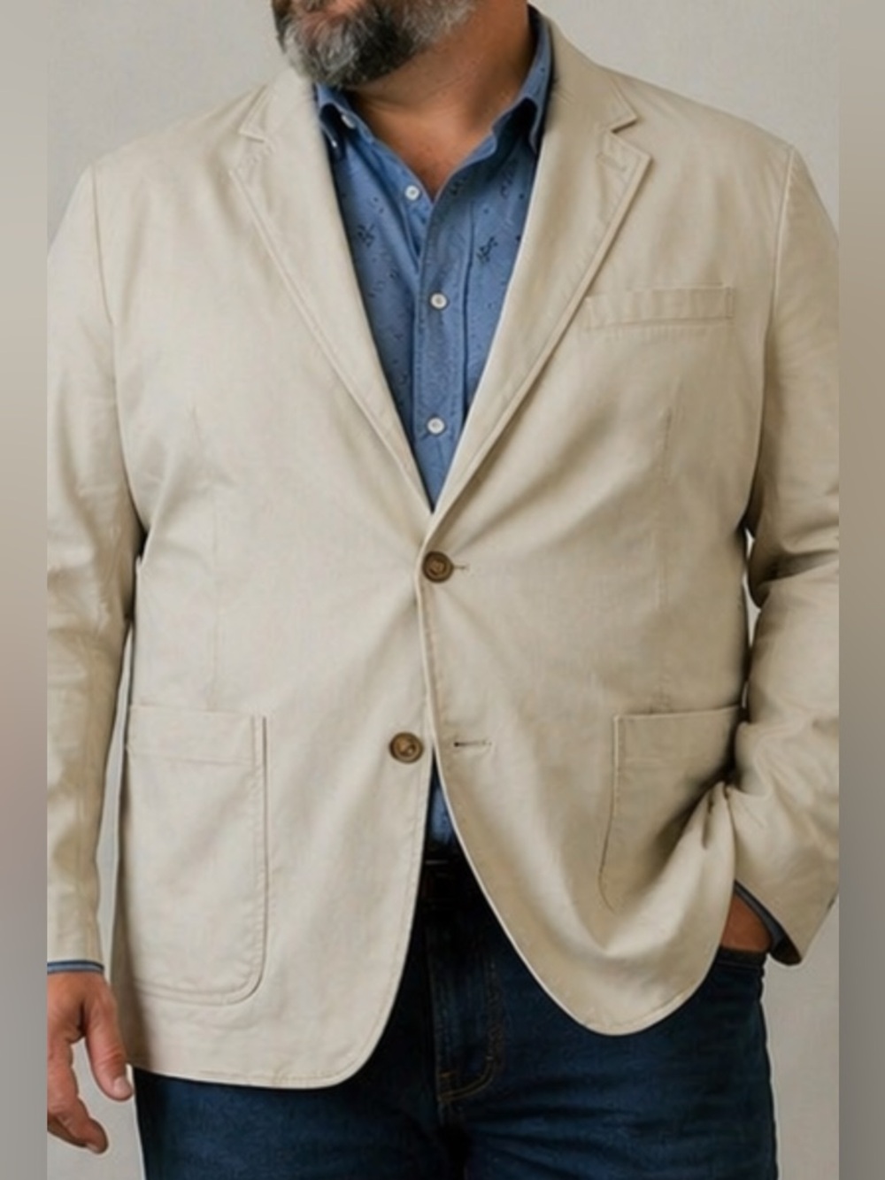 Tommy Bahama Blazer Jacket Men XXL Beige Cotton Stretch Casual Sport Coat